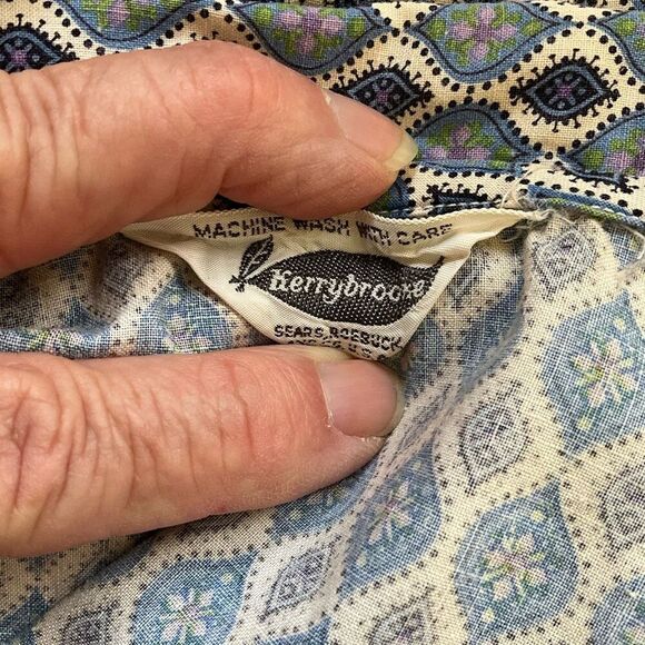 Vintage Kerrybrooke Sears Womens Size Large Polo Shirt Blue Diamond Pattern - Picture 9 of 10